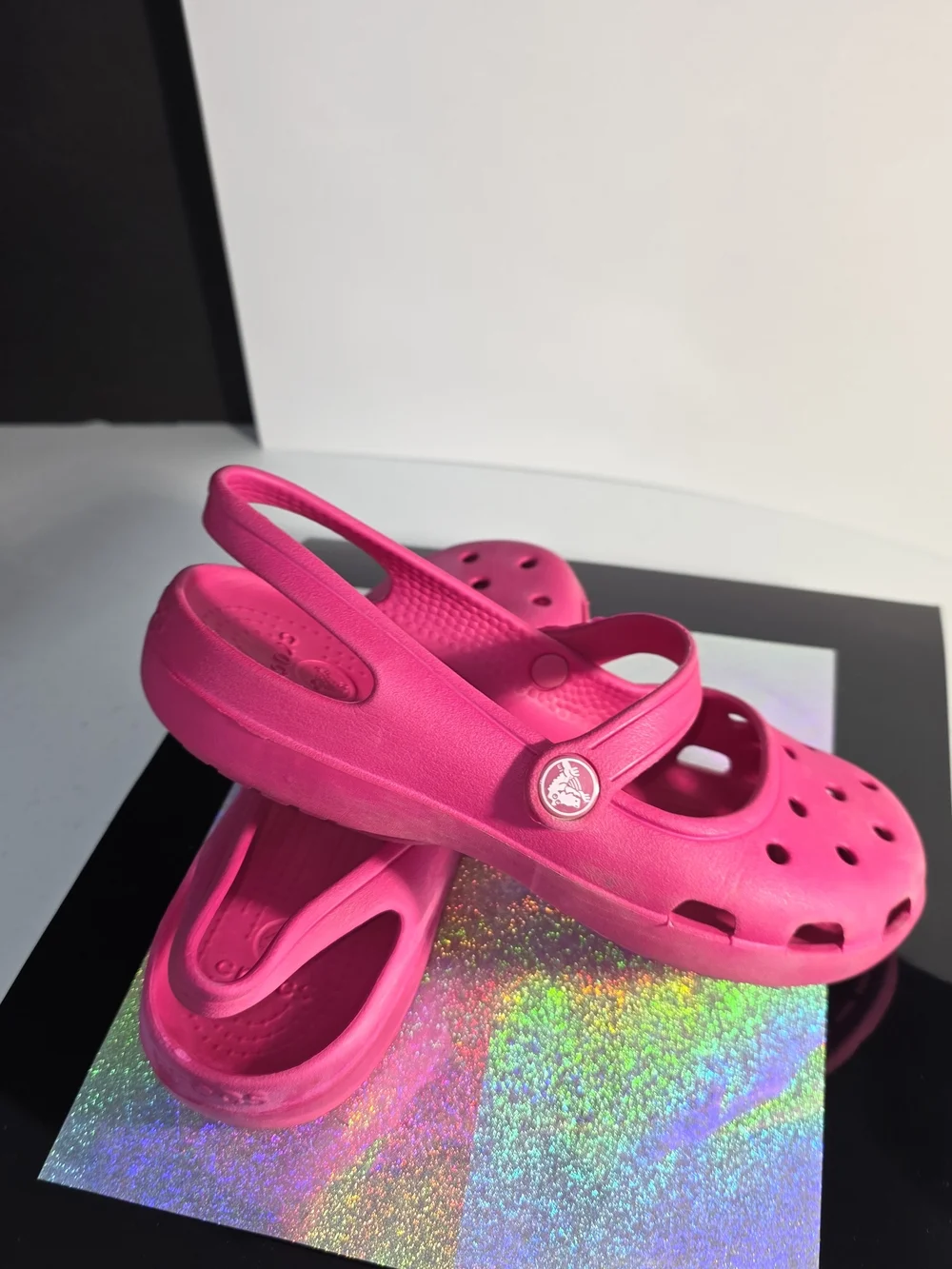 CROCS Shayna Hot Pink Mary Jane-Style Clog with Back Strap Big Girls Sz 6